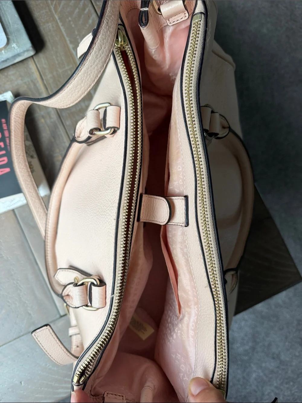 kate spade Blush Pink Pebbled Leather Satchel with Gold Hardware